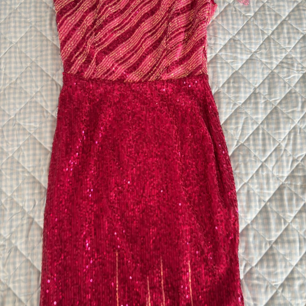 Joyfunear One Shoulder Chain Detail Sequin Bodycon Dress